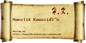 Hanzlik Kasszián névjegykártya